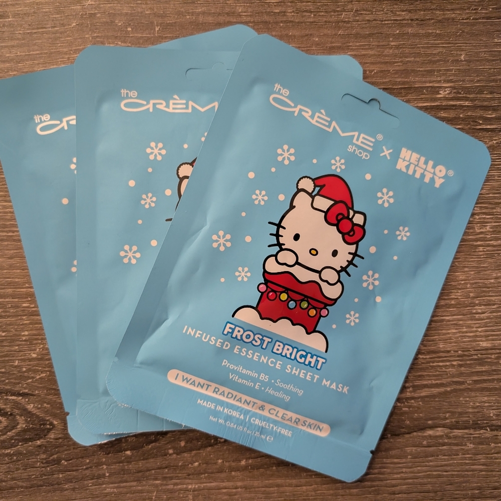 The Crème Shop X Hello Kitty Frost Bright Infused Essence Sheet Mask. Set of 3